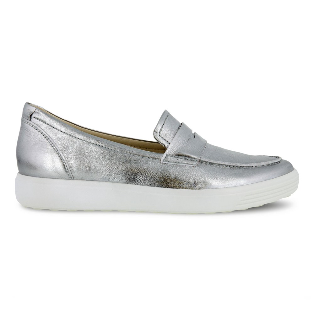 ECCO Womens Loafer Silver - Soft 7 - IKY-094821